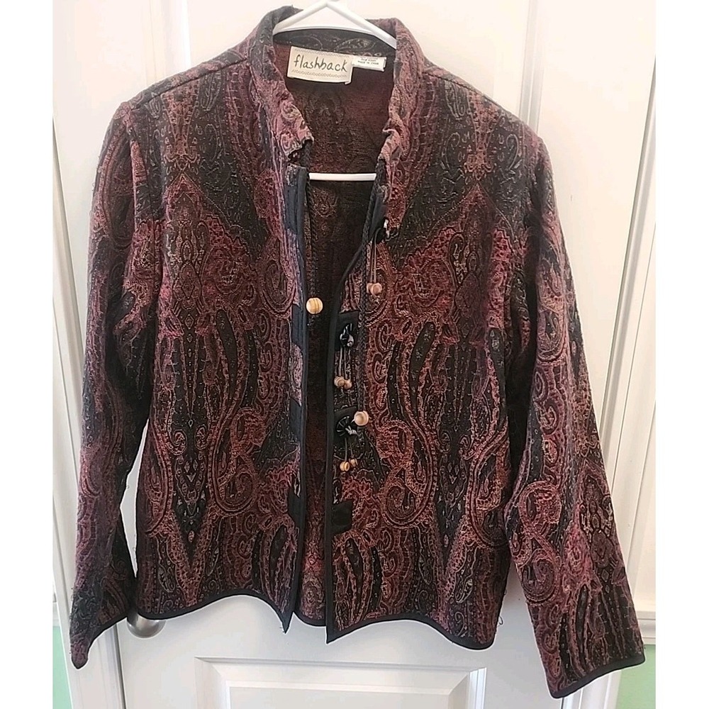 Vintage Flashback Floral Tapestry Blazer Jacket Small BOHO Women's